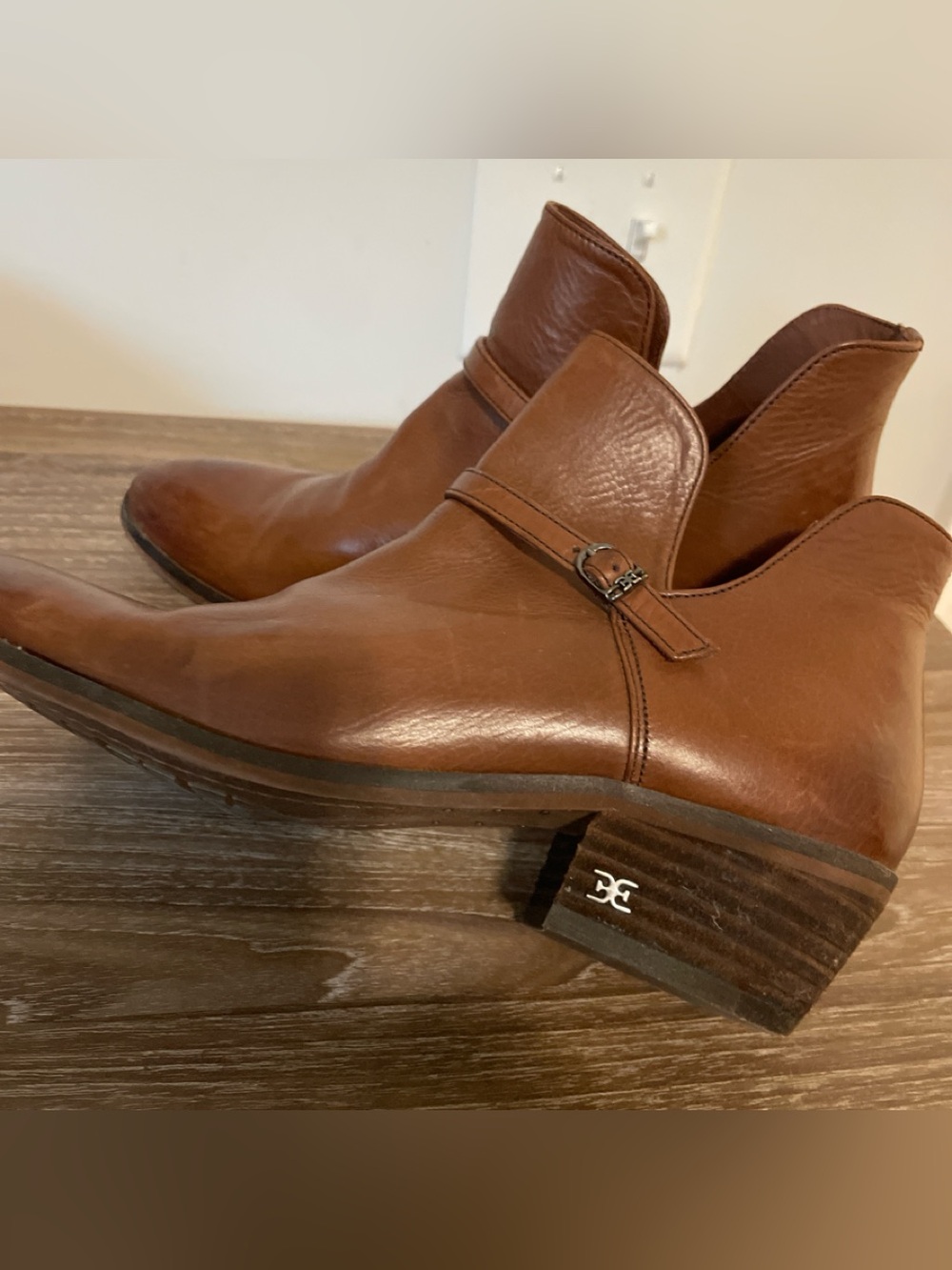 Sam Edelman Palmer Ankle Boots Size 7.5 Cognac Cowgirl Style Western Chic Travel